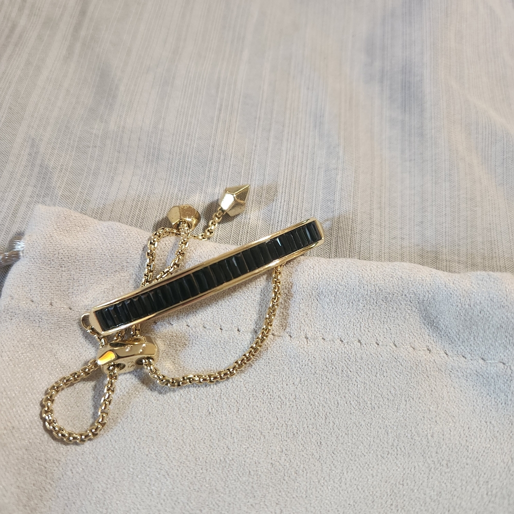 Kendra Scott Jack Adjustable Gold Chain Bracelet in Black Spinel